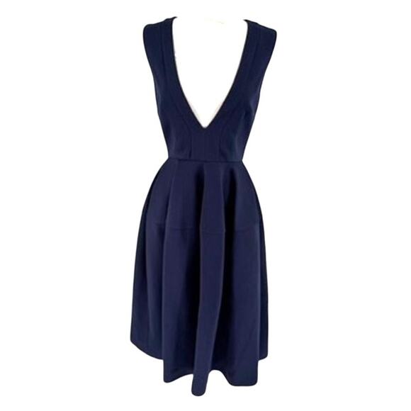 N/Nicholas Dress Navy Blue Size 4 Plunging V Neck Fit and Flare - Picture 1 of 9